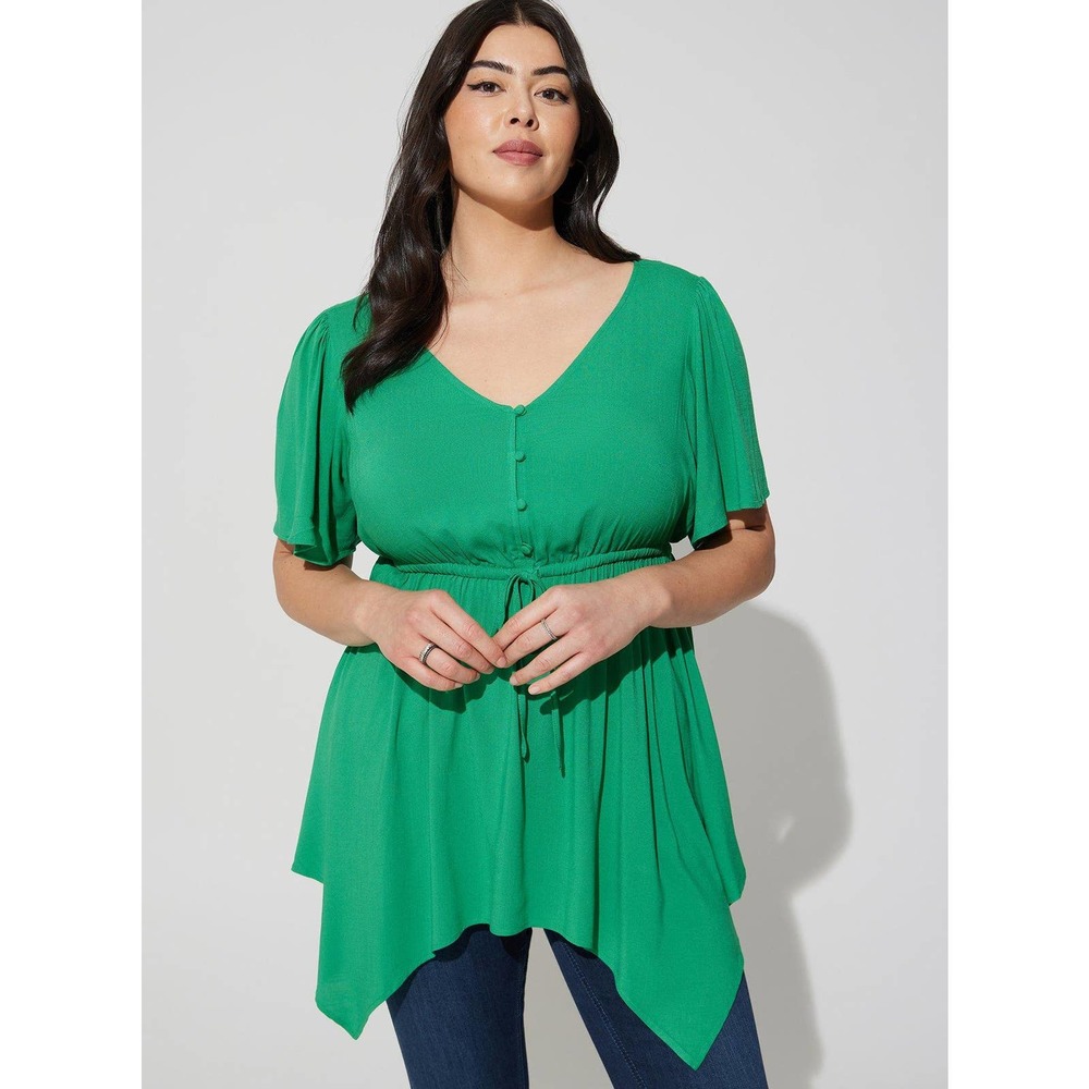NWT Torrid Rayon Sharkbite Babydoll Flutter Sleeve Top Shirt Blouse Size 4X (26) - Picture 1 of 3